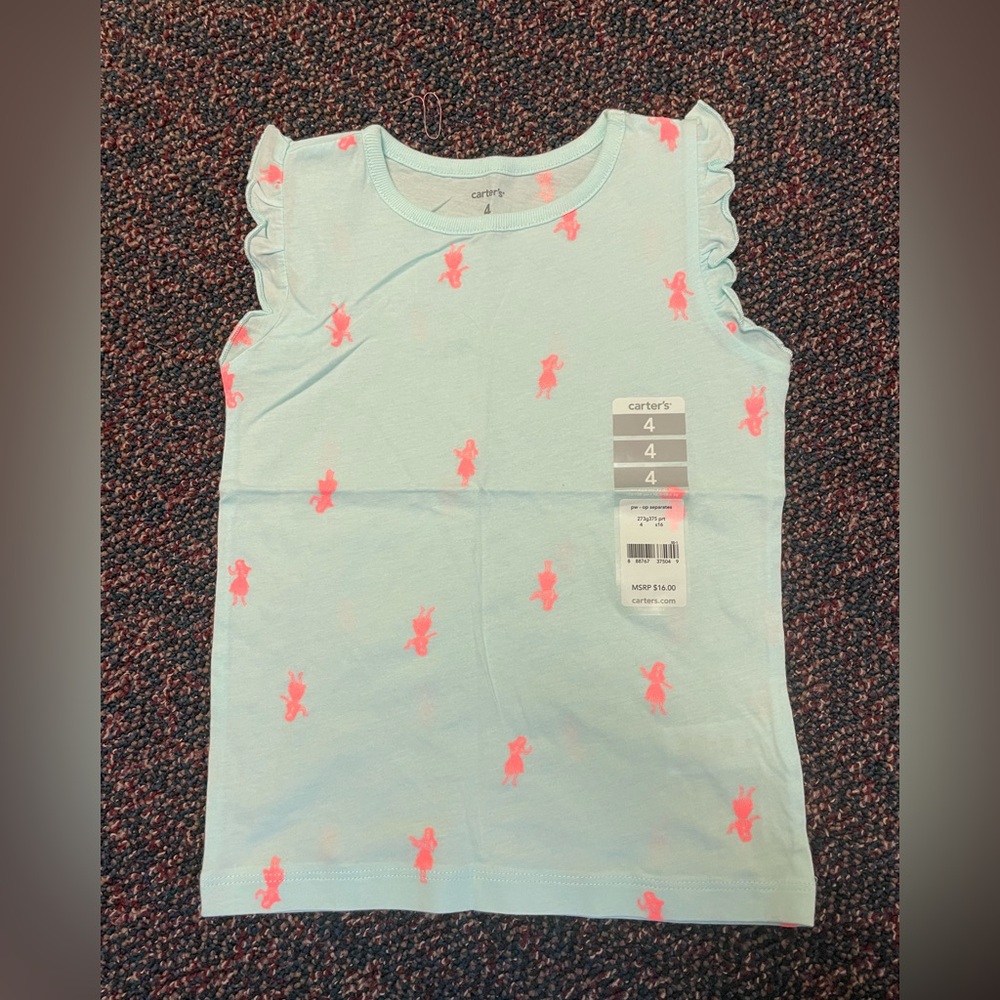 Carter's Light Blue Tank Top with Pink Bunny Print